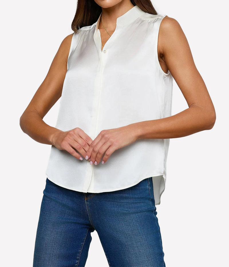 Phoebe Sleeveless Band Blouse In Ivory