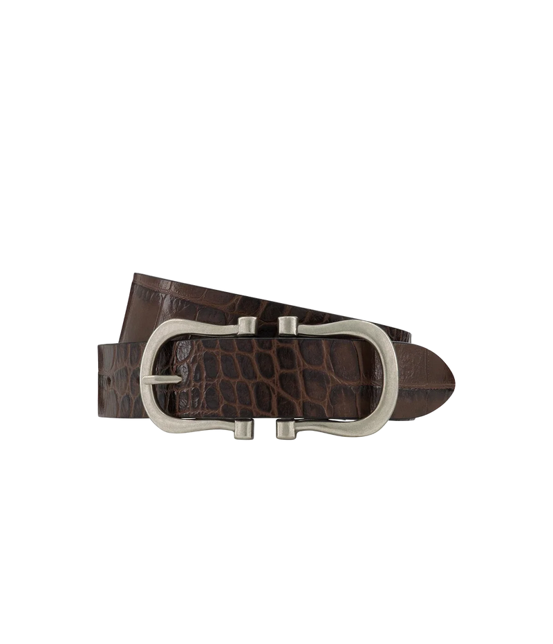 Baby Silver Nicky Belt in Chocolate Crocodile