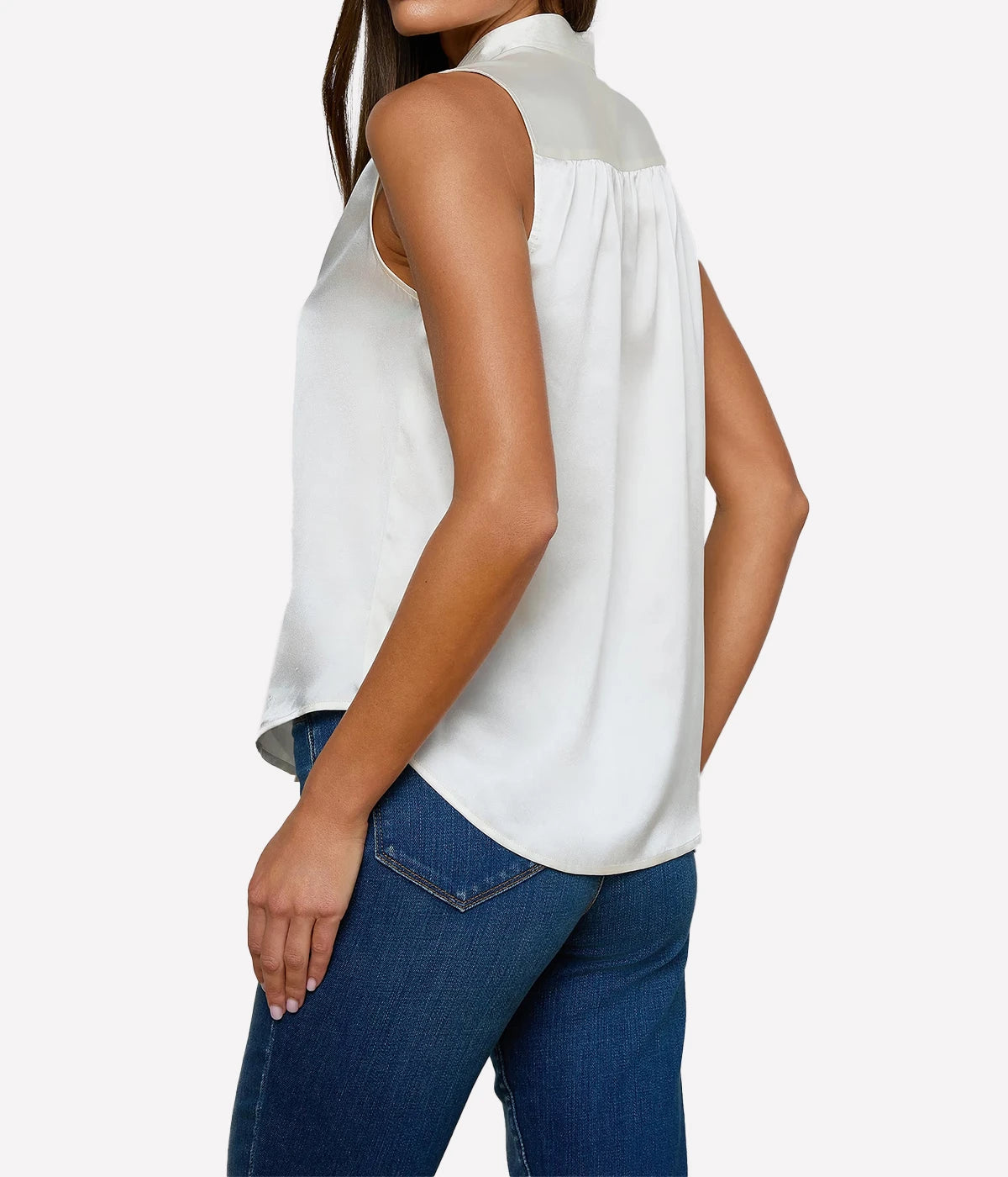 Phoebe Sleeveless Band Blouse In Ivory