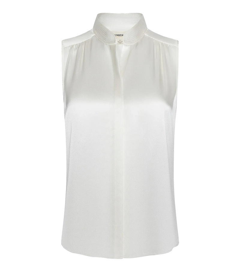 Phoebe Sleeveless Band Blouse In Ivory