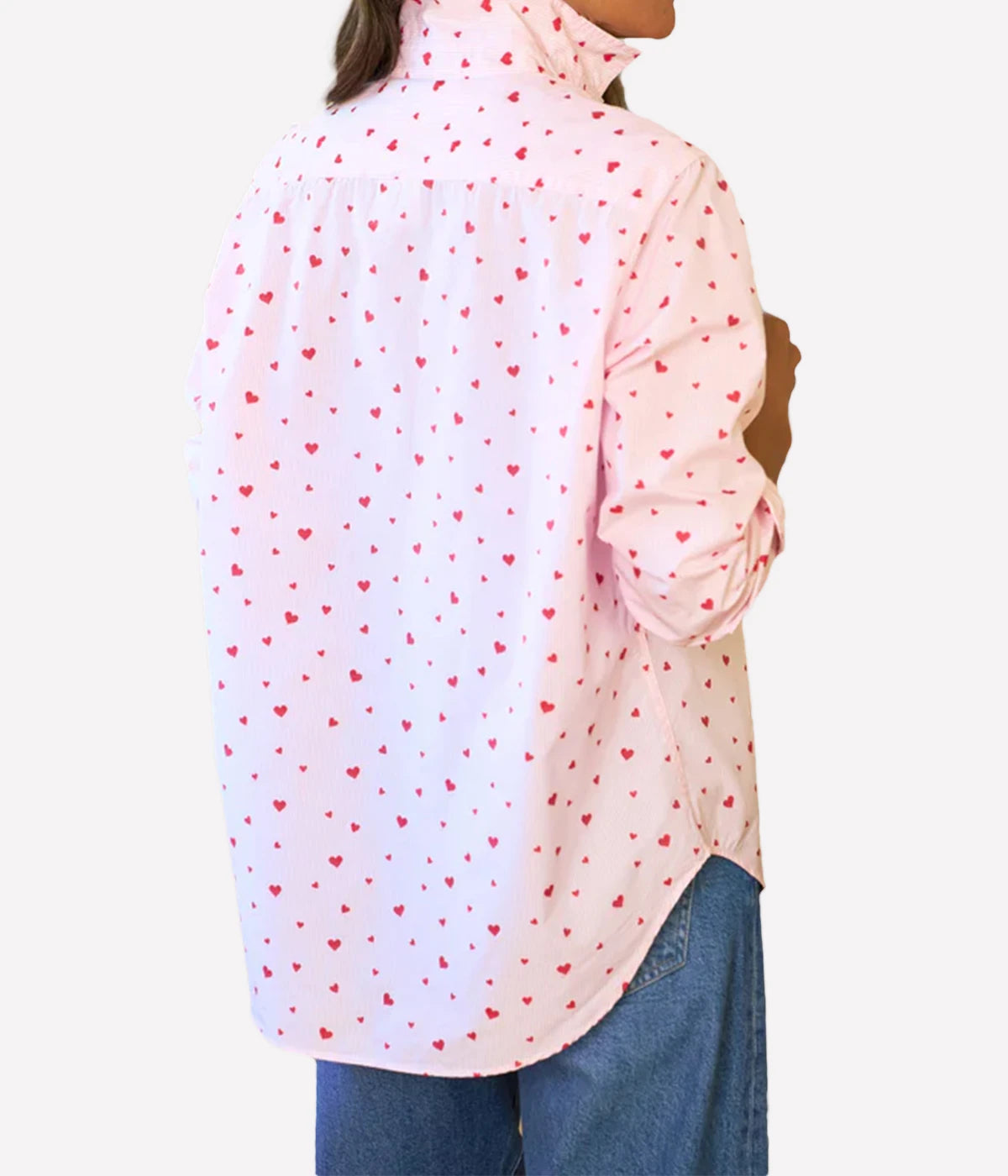 Silvio Button-Up Shirt in Pink Stripe Hearts