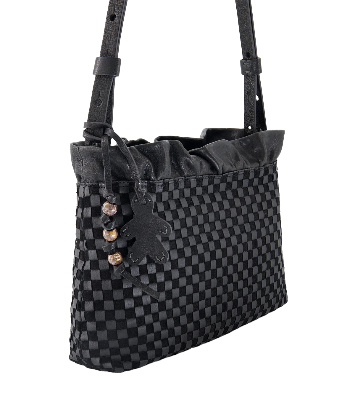 Bag Clutch Arricciato Zip in Nero