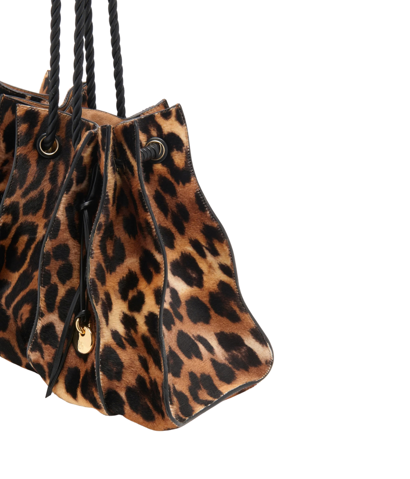 Adria Large Drawstring Tote In Leopard
