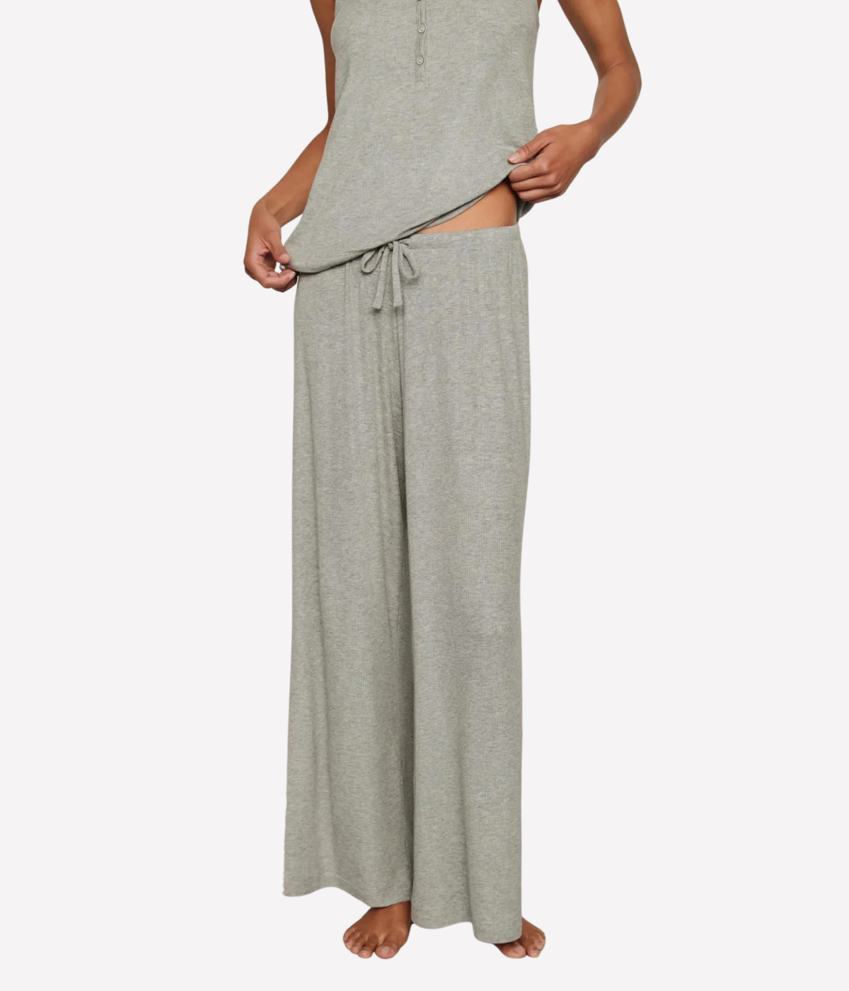 Dream Rib Wide Leg Pant In Dark Heather Grey