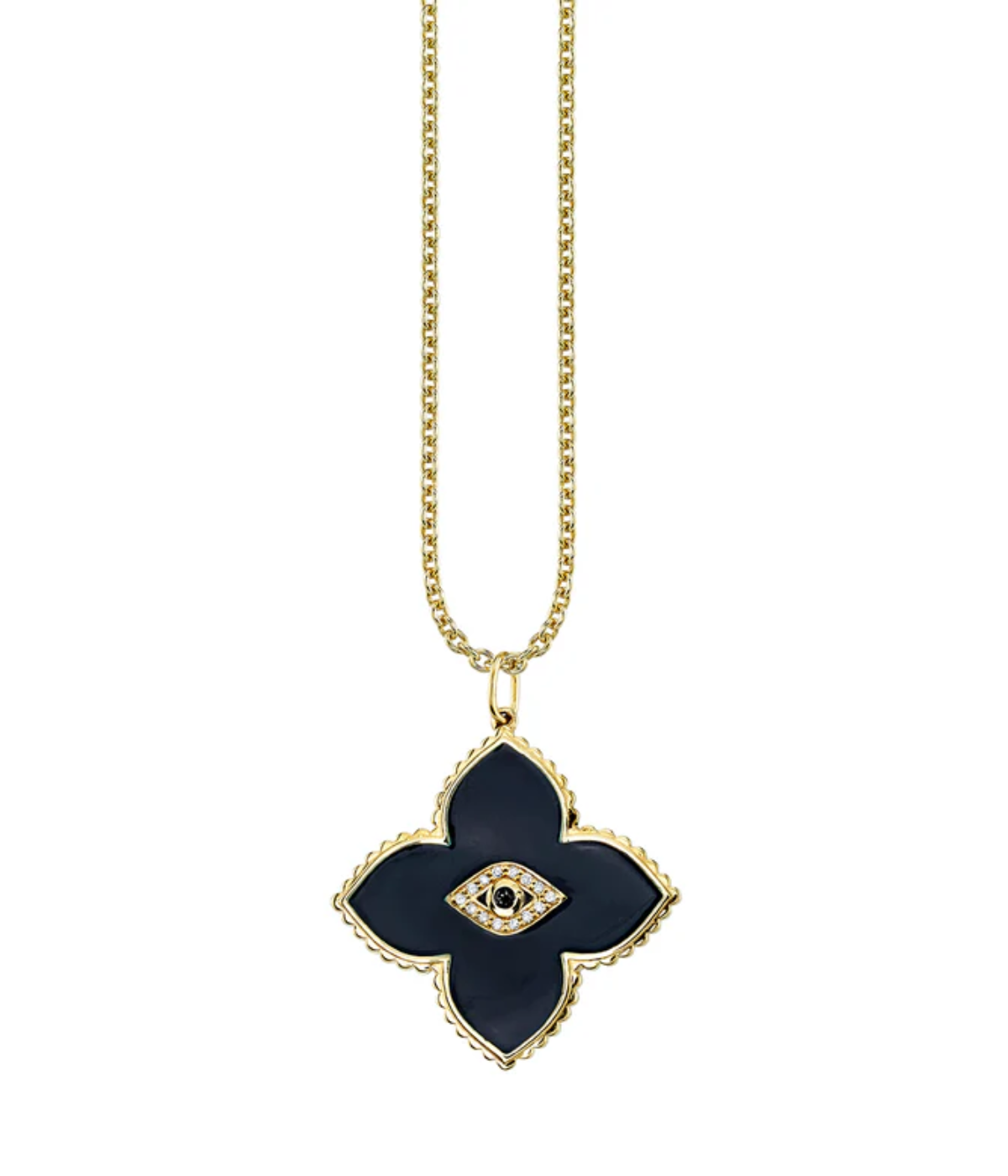 Marquise Eyes Moroccan Flower Necklace IN Black