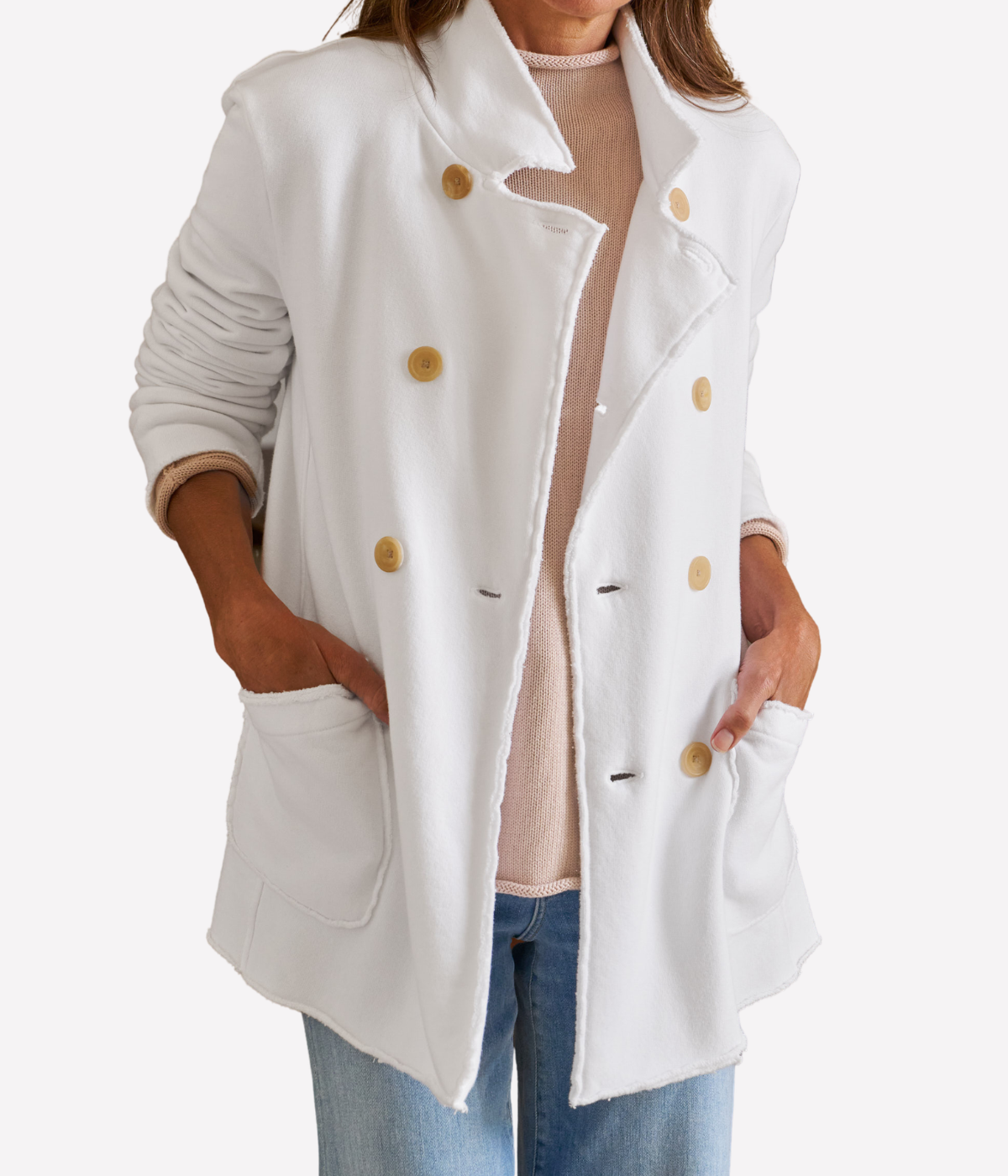 Sweatshirt Peacoat Blazer in White