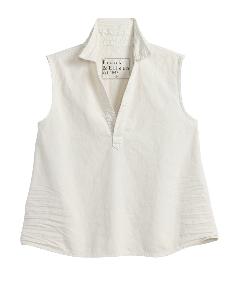 Popover Tank in Vintage White Denim