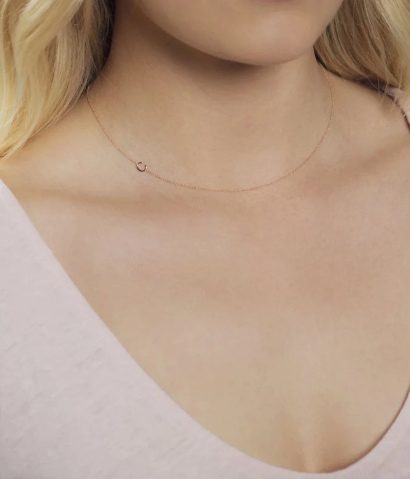Initial Necklace in Rose Gold