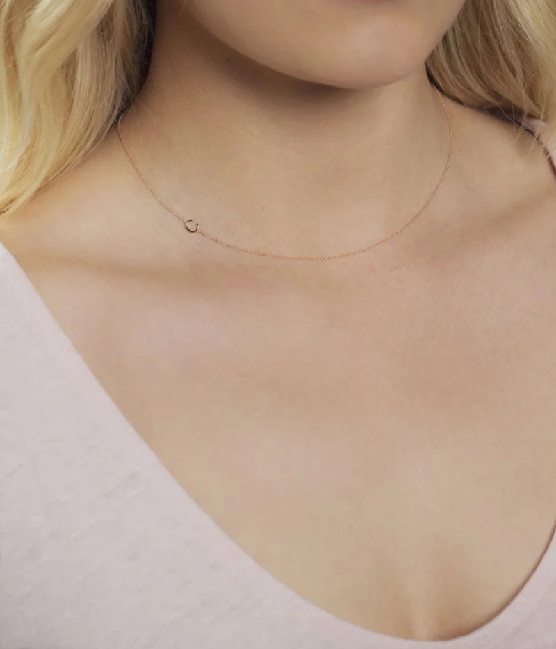 Initial Necklace in Rose Gold