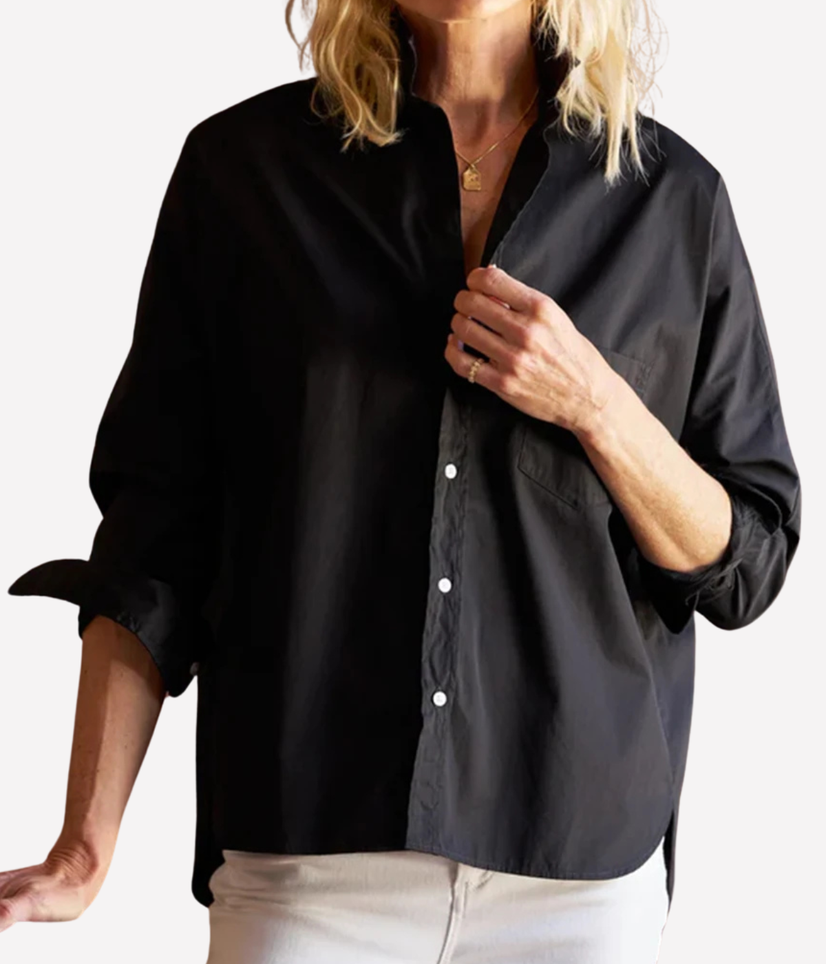 Oona Woven Button Up in Black SuperLuxe
