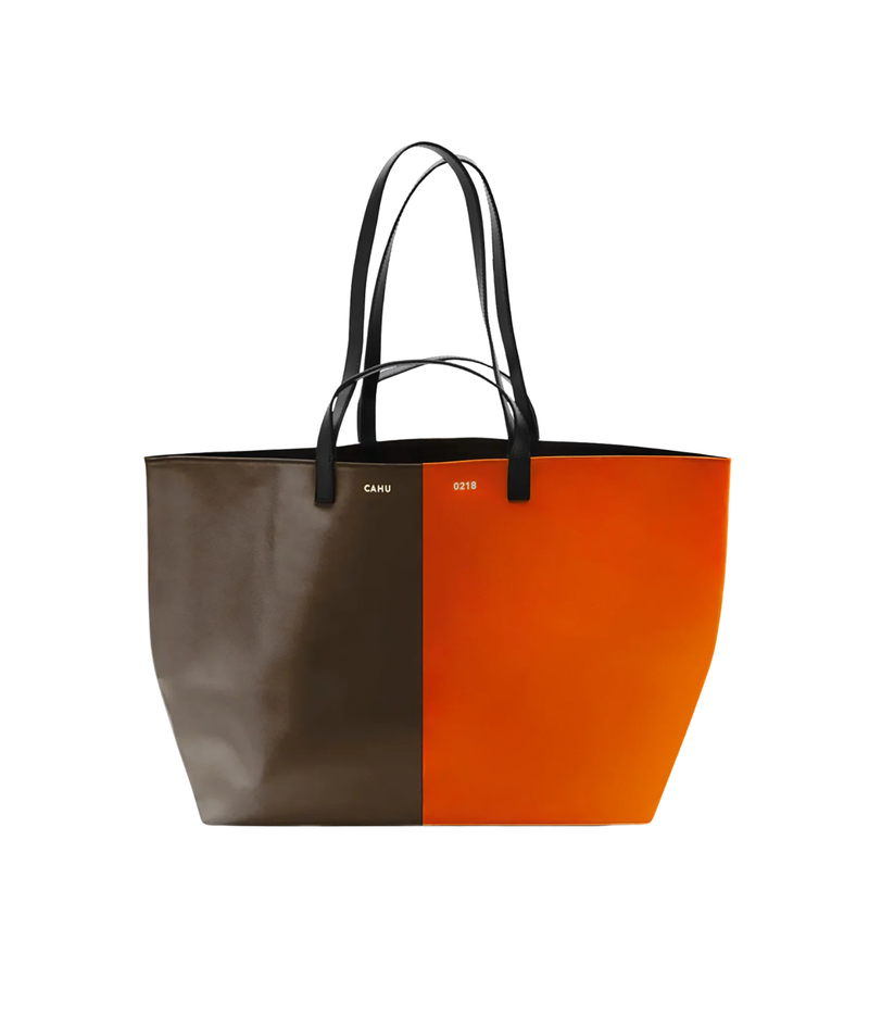 Pratique Zip Medium Bag in Brown & Orange