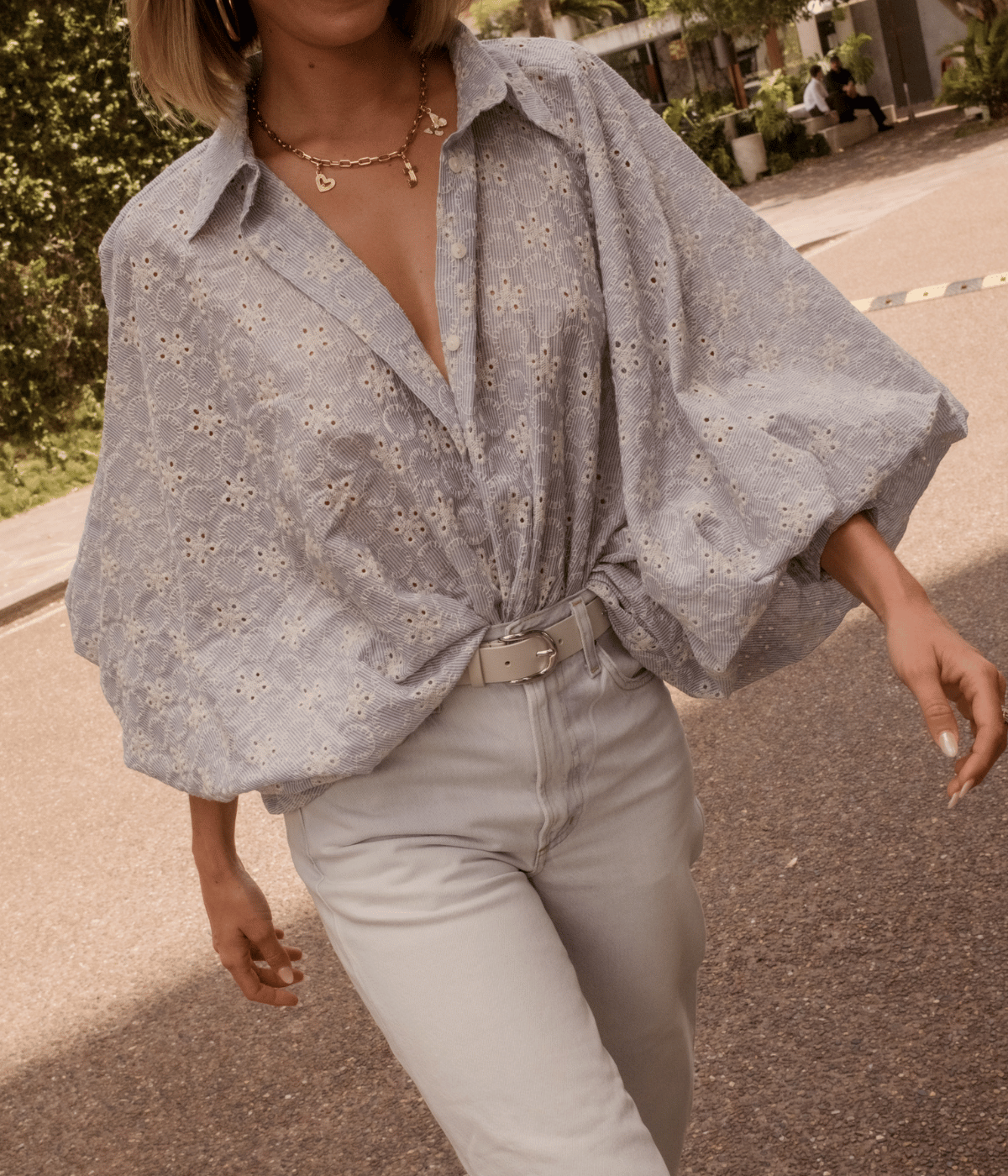 Shirt Satchi Embroidered in Light Blue