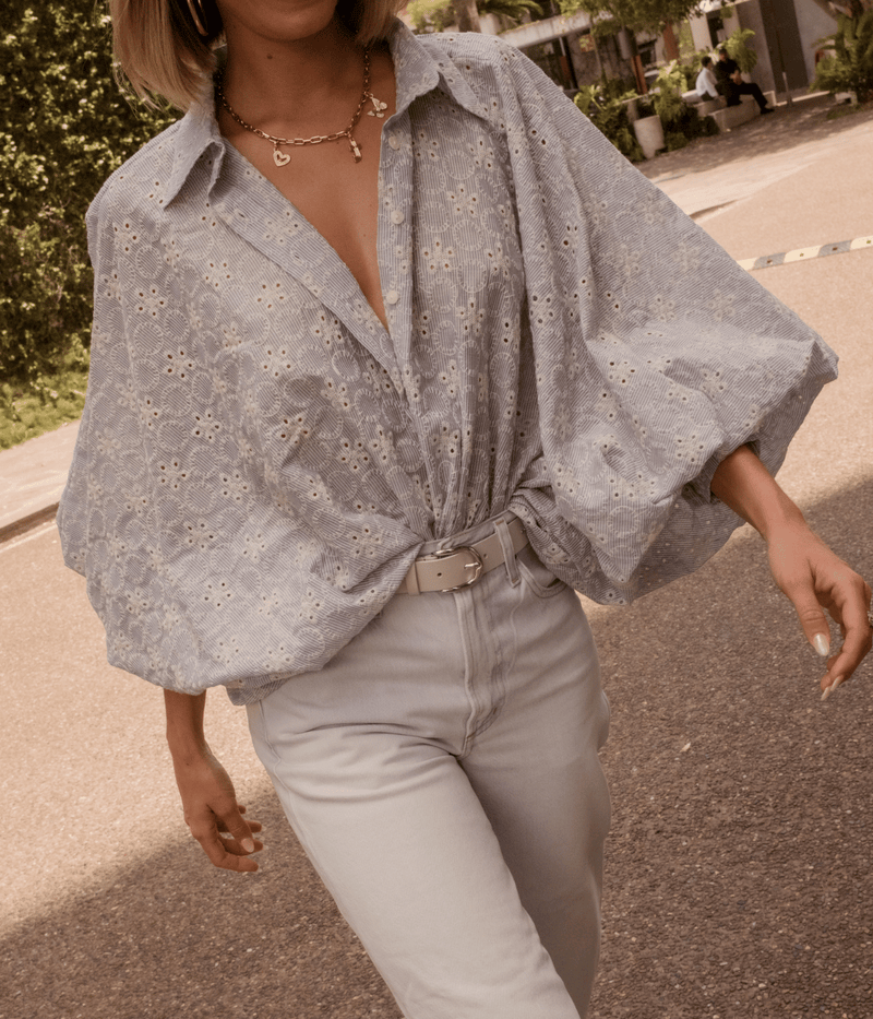 Satchi Shirt Embroidered in Light Blue