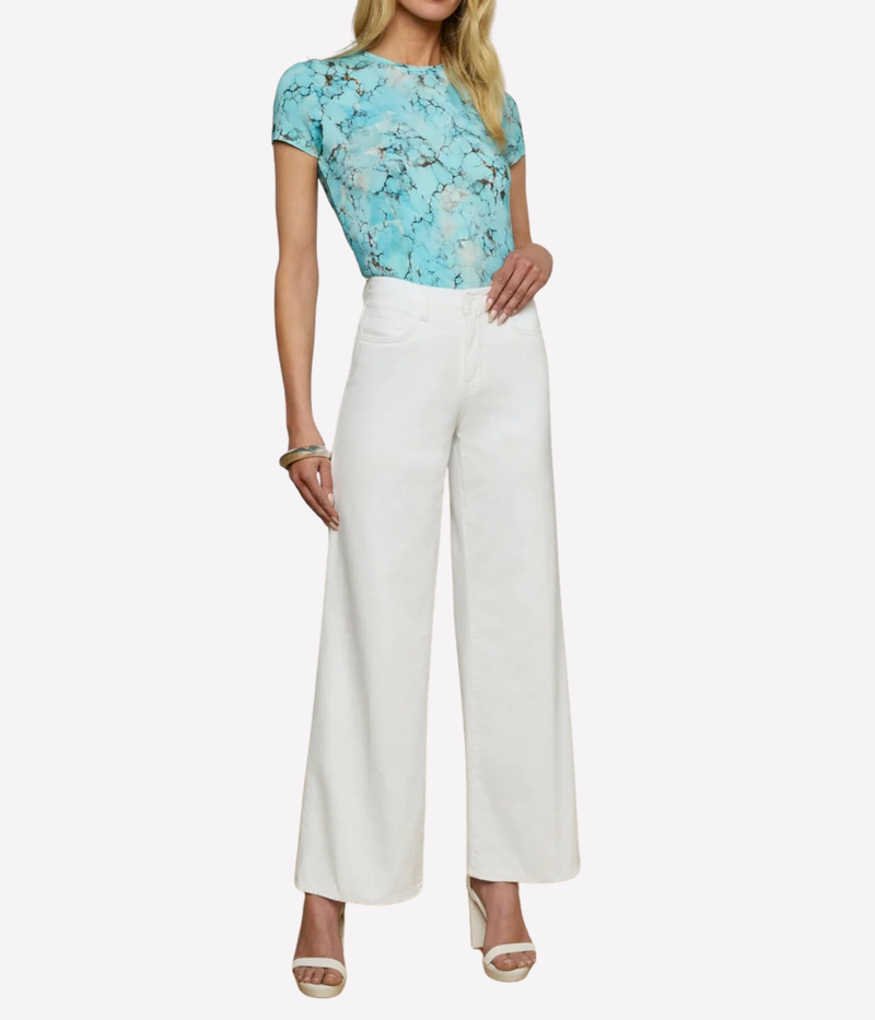 Alicent H/R Wide Leg Jean in Blanc