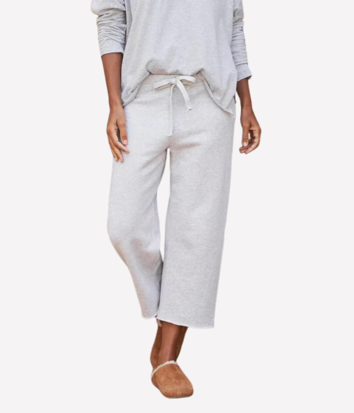 Catherine Cropped Sweatpant in Light Gray Melange