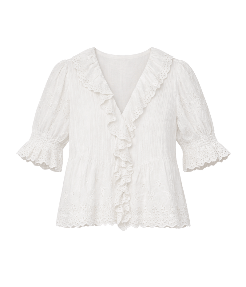 Henri Top in Salt Eyelet