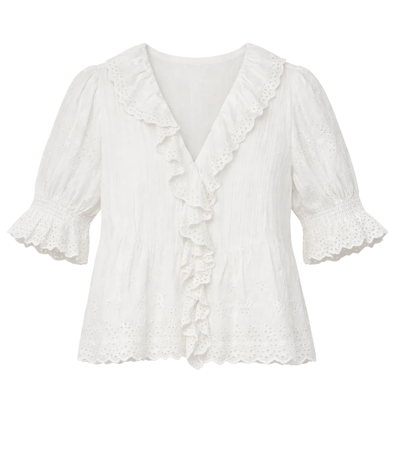 Henri Top In Salt Eyelet