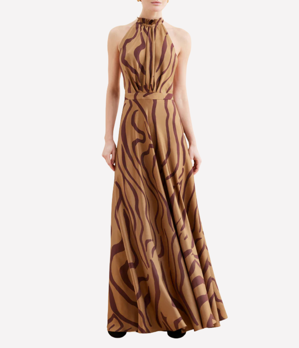 Giovanna Dress in Zebra Beige Bordeaux