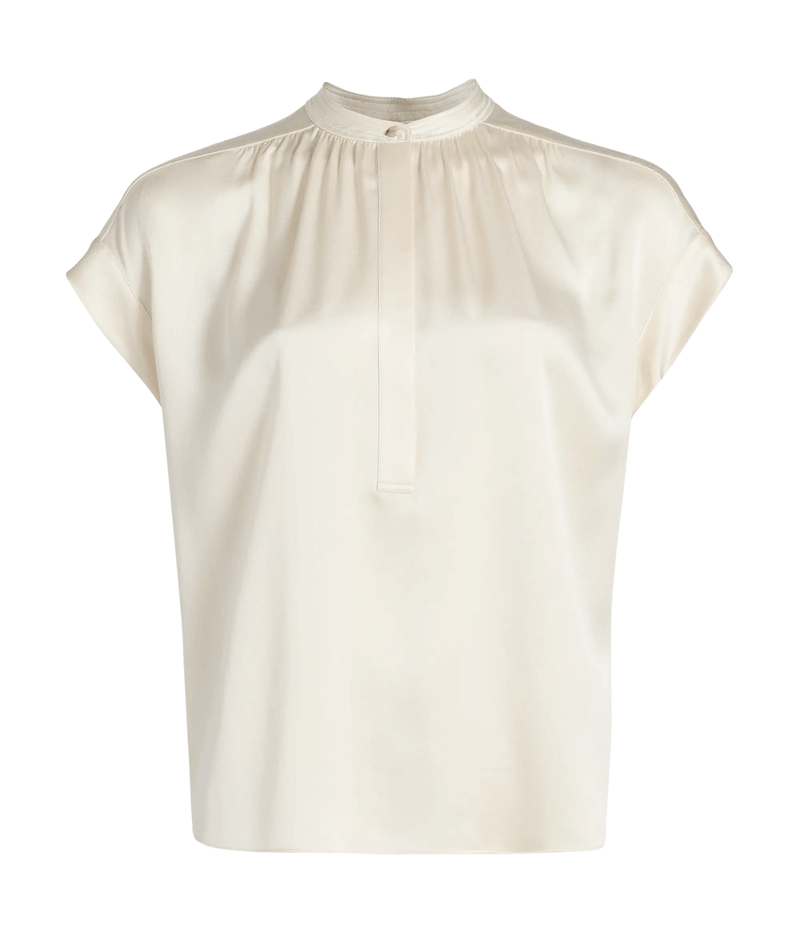 Gathered Cap Slv Blouse in CREAM