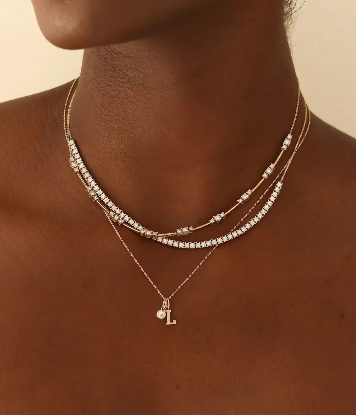 Ava Bea Spaced Tennis Necklace in 14k Yellow Gold