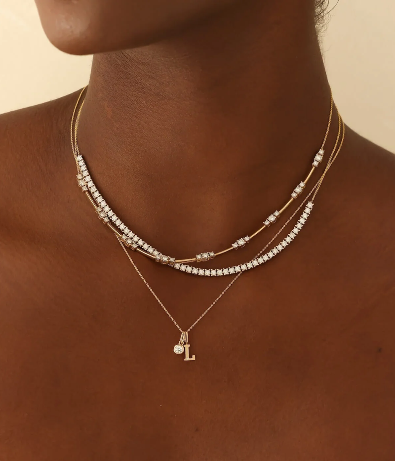 Ava Bea Spaced Tennis Necklace in 14k Yellow Gold