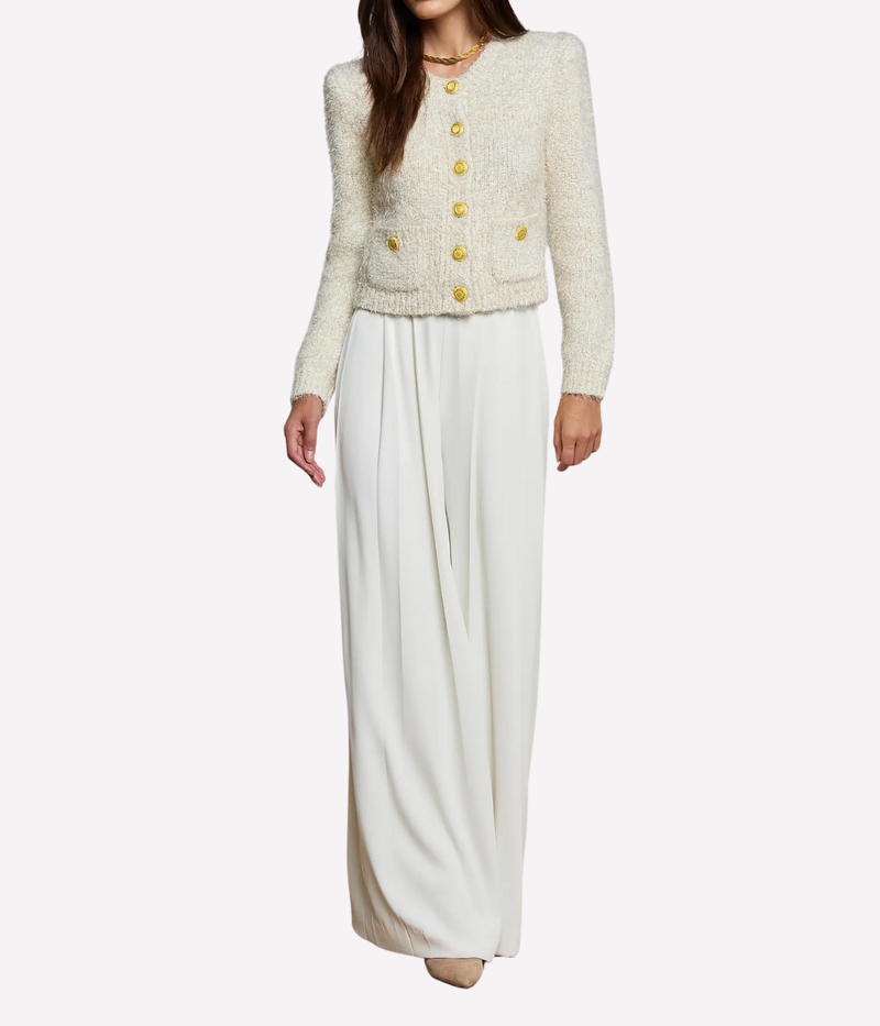 Una Knit Cardigan in Ivory_Gold