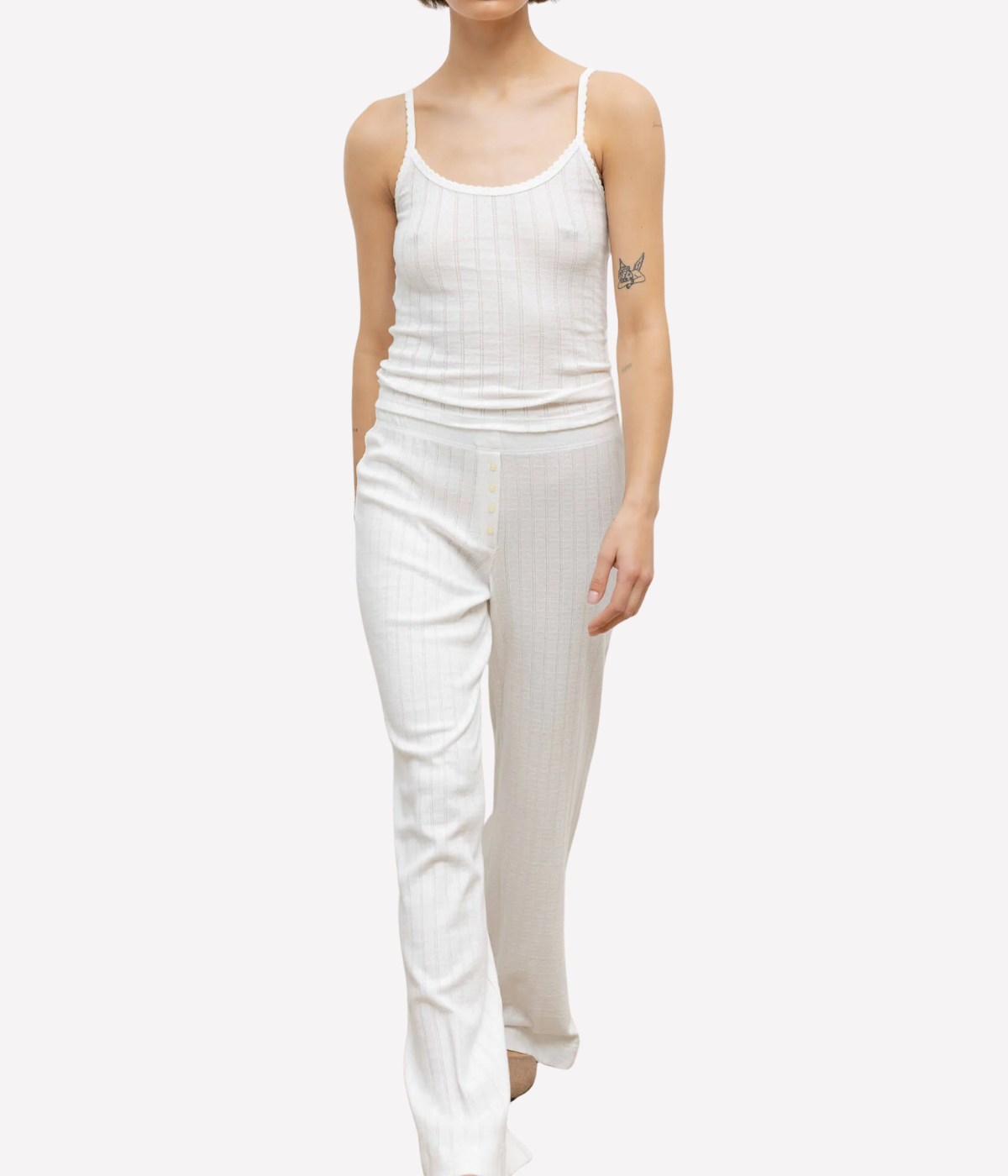 Pointelle Classic Tank Top in White