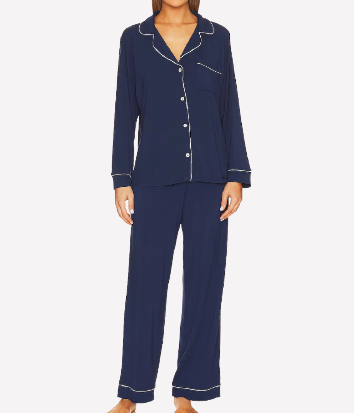 Gisele Long Sleeve PJ Set in Navy Ivory