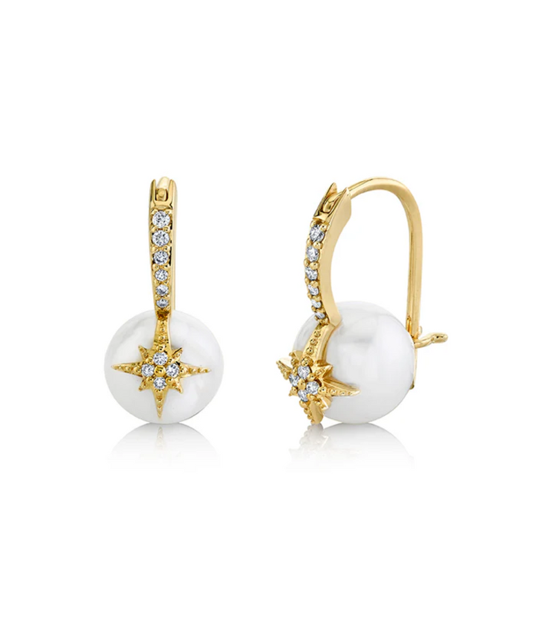 Pave Starburst Earrings In Pearl