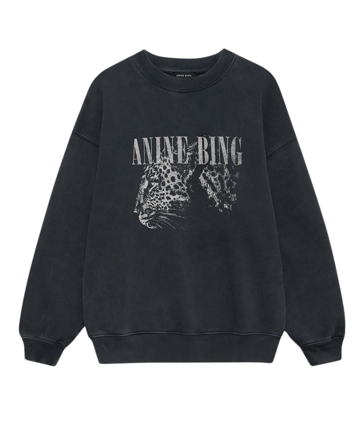 Spencer Leopard Sweatshirt in Washed Black