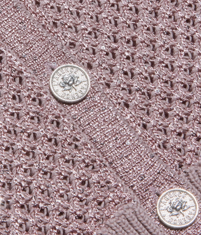 Blanca Sequin Crop Cardigan In Adobe Rose