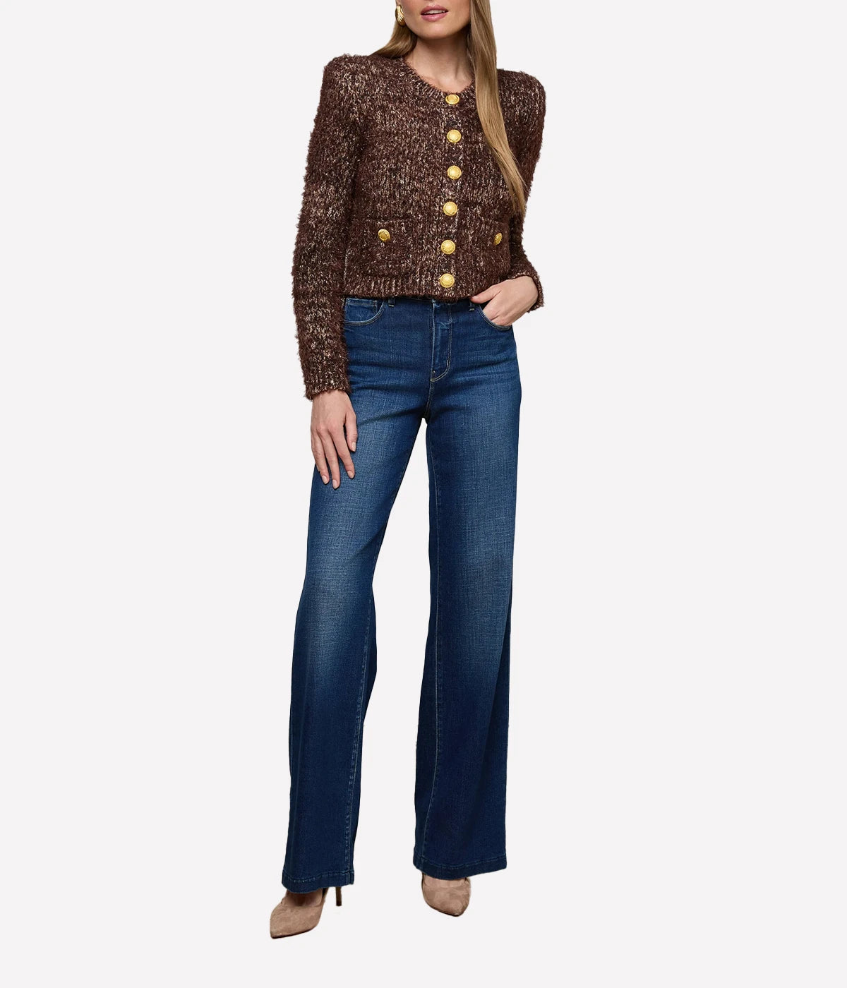 Una Knit Cardigan in Chocolate Multi