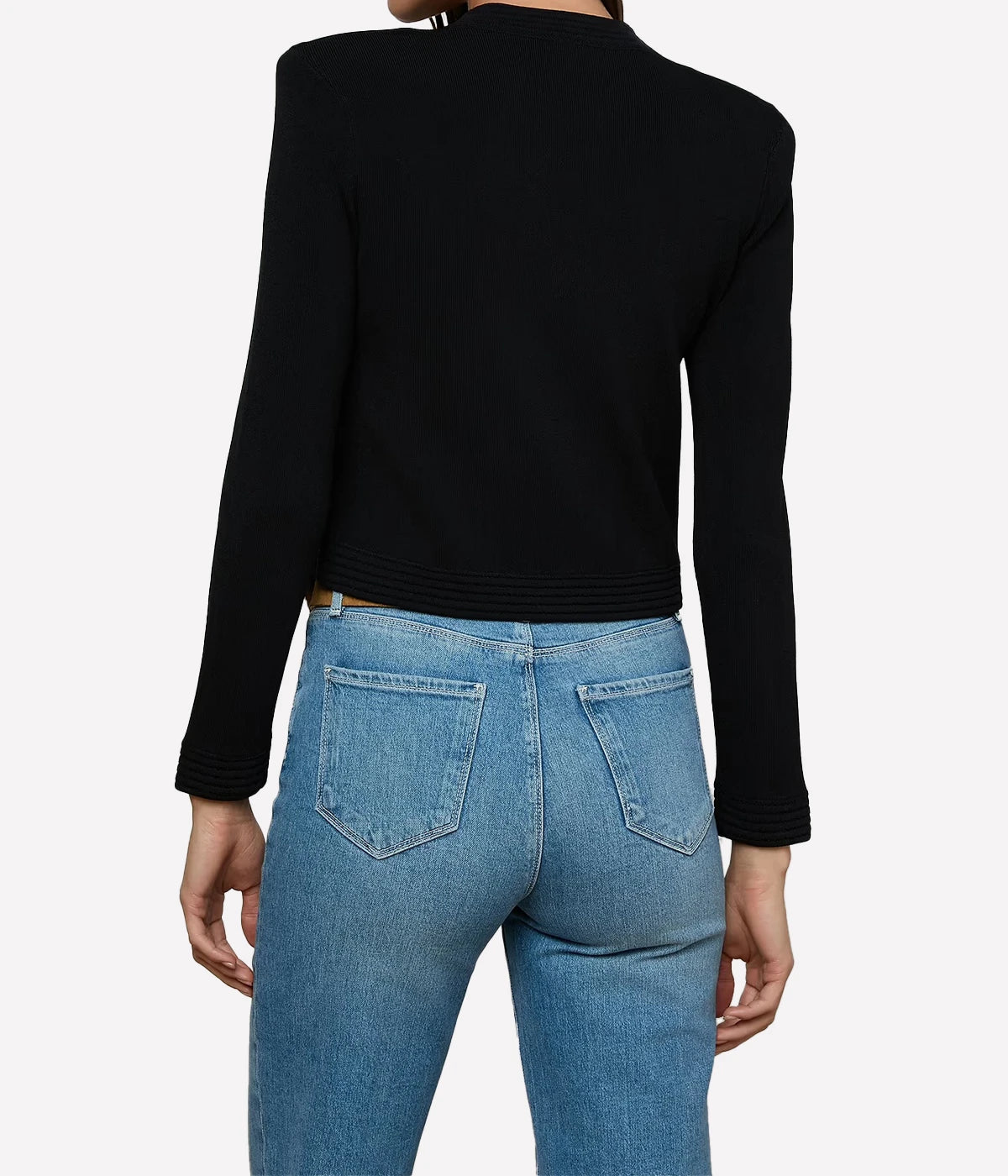 Patsy Crop Crew Cardigan in Black Gold
