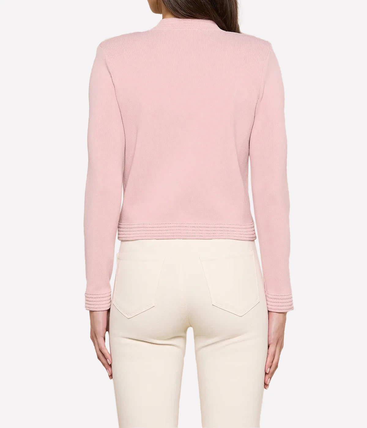 Patsy Crop Crew Cardi in Misty Rose