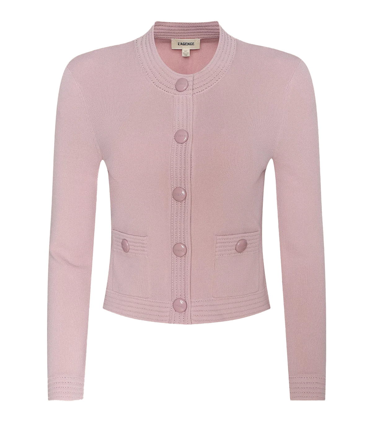 Patsy Crop Crew Cardi in Misty Rose