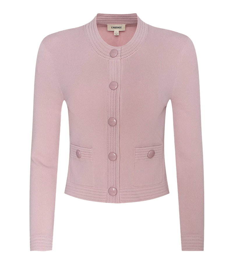Patsy Crop Crew Cardi in Misty Rose