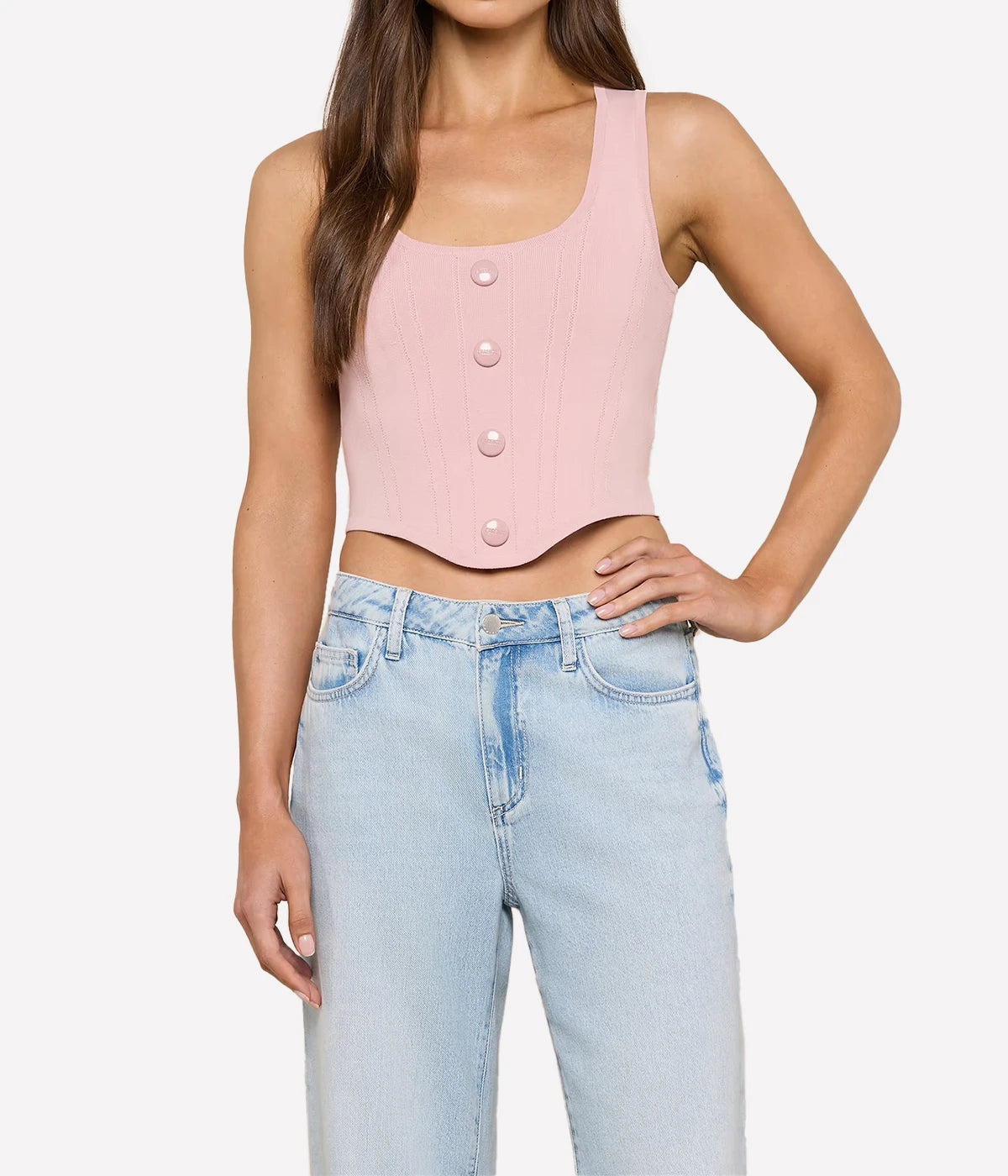 Dove Scoop Neck Knit Corset in Misty Rose