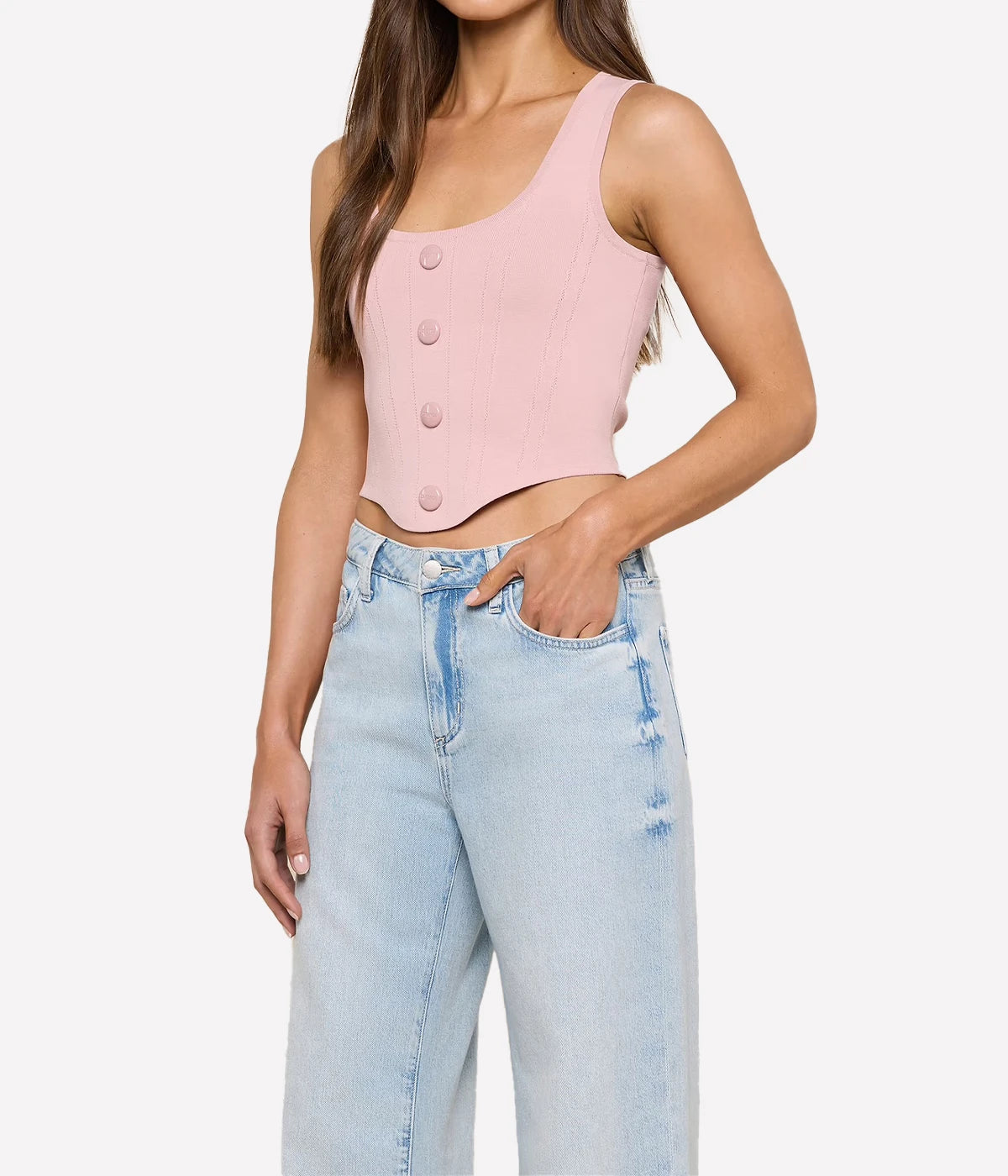 Dove Scoop Neck Knit Corset in Misty Rose