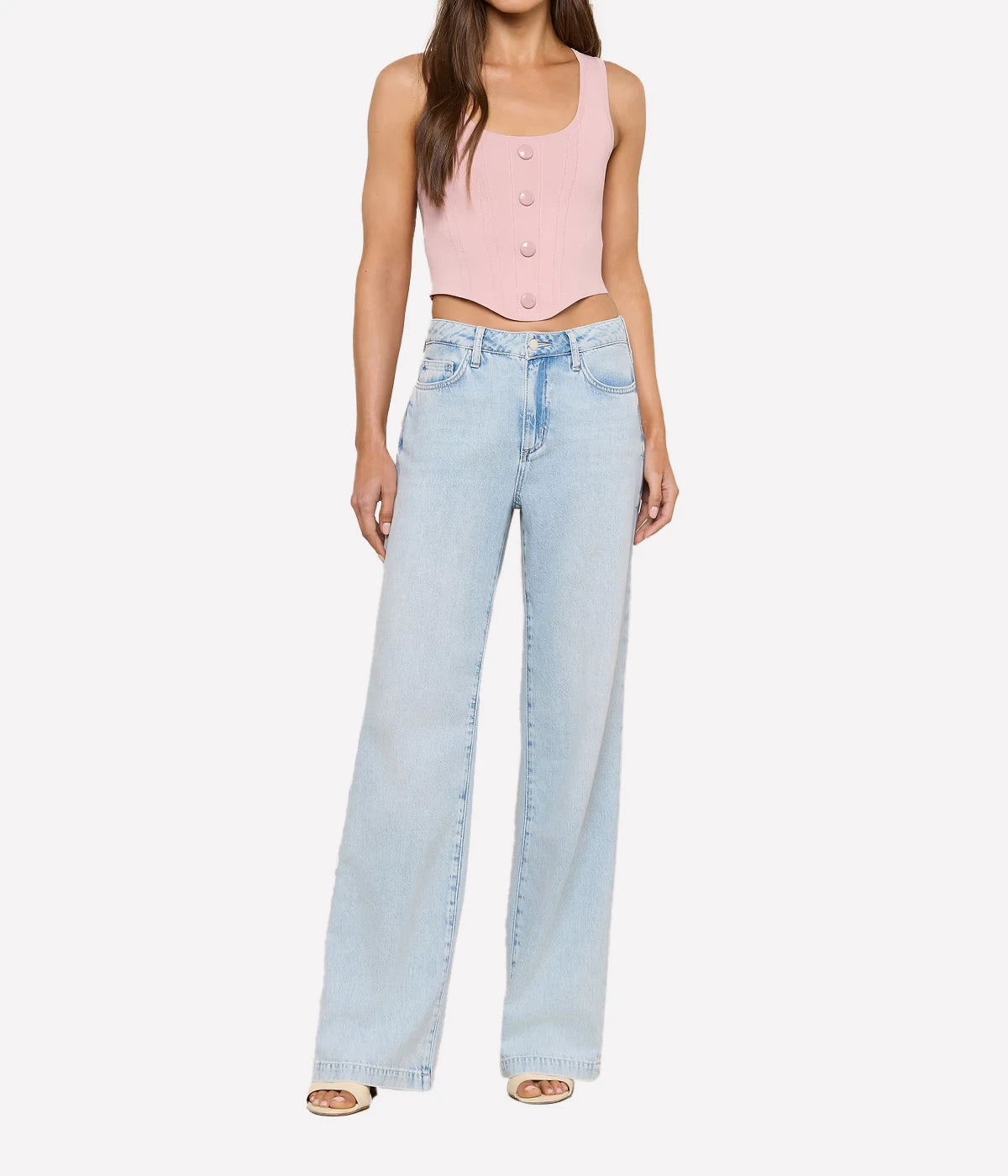 Dove Scoop Neck Knit Corset in Misty Rose