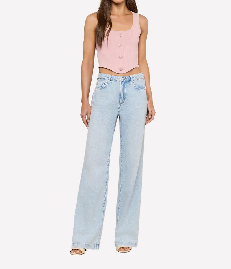 Dove Scoop Neck Knit Corset in Misty Rose