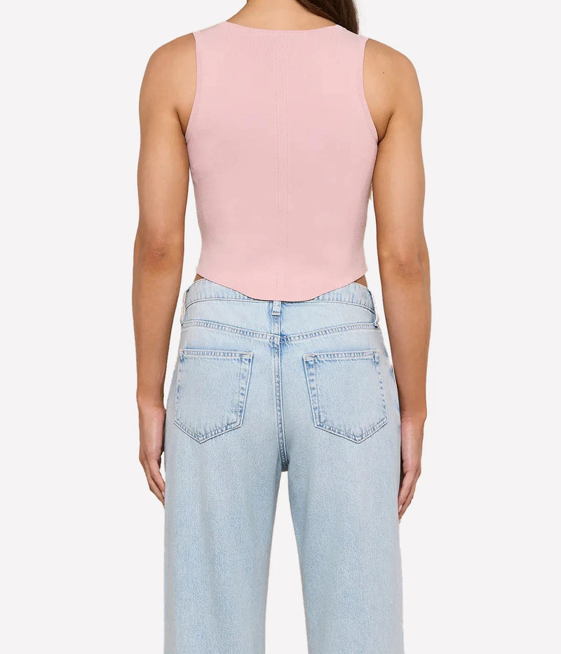 Dove Scoop Neck Knit Corset in Misty Rose