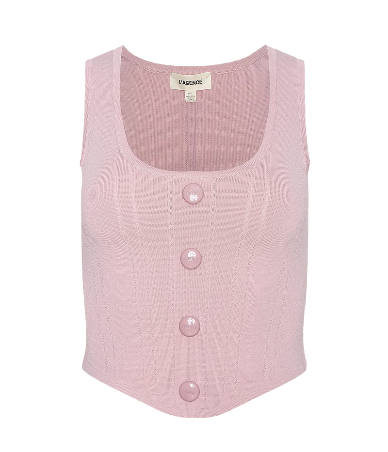 Dove Scoop Neck Knit Corset in Misty Rose