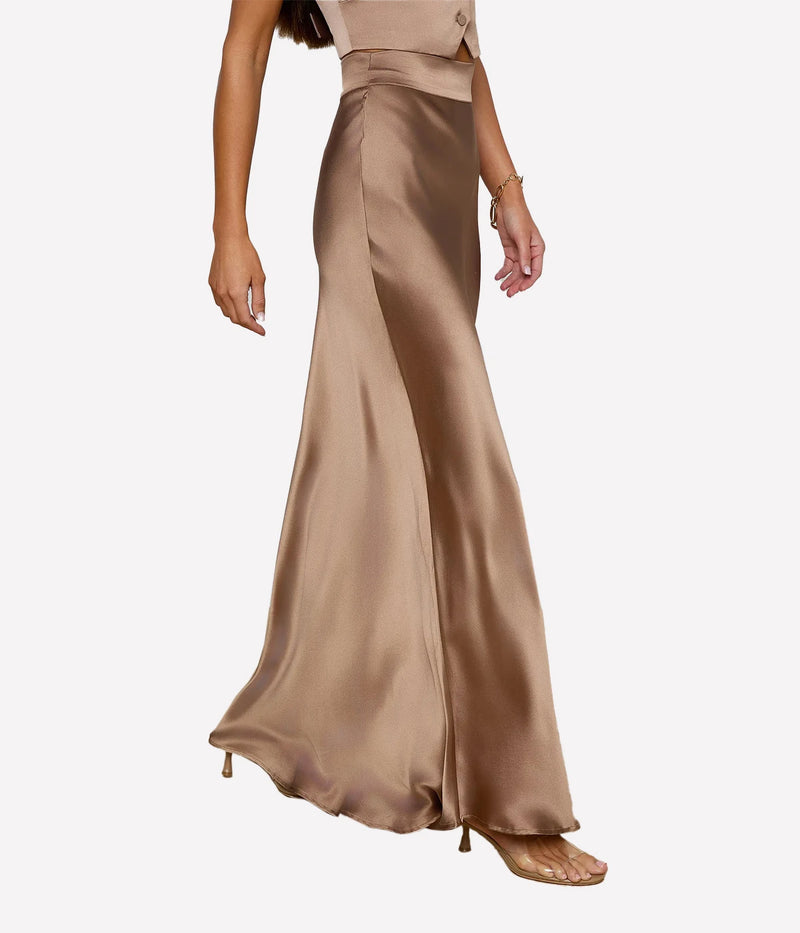 Ryker Waistband Bias Skirt In Portabella