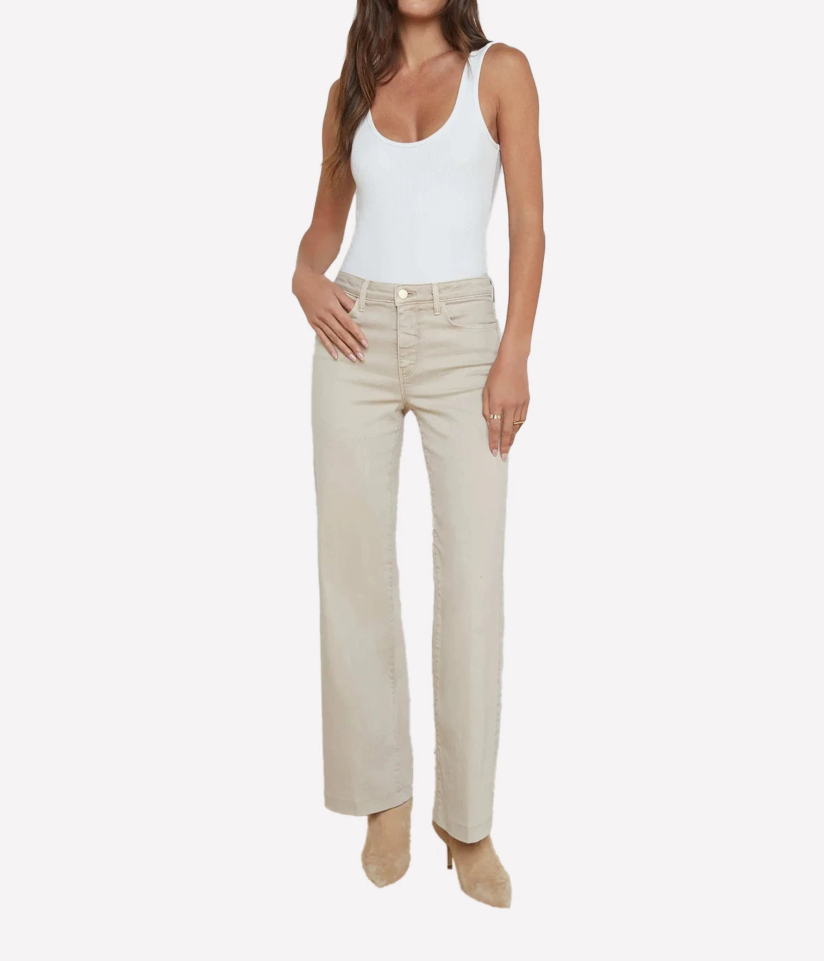 Scottie High Rise Wide Leg Jean In Biscuit