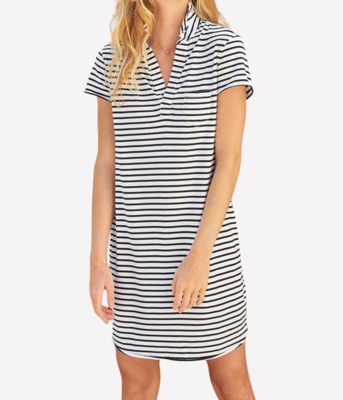 Lauren Polo Dress In White British Stripe