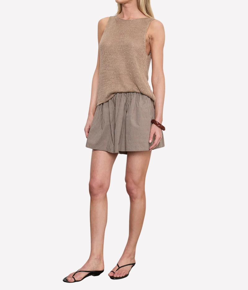 Linen Open Knit Tank in Flax