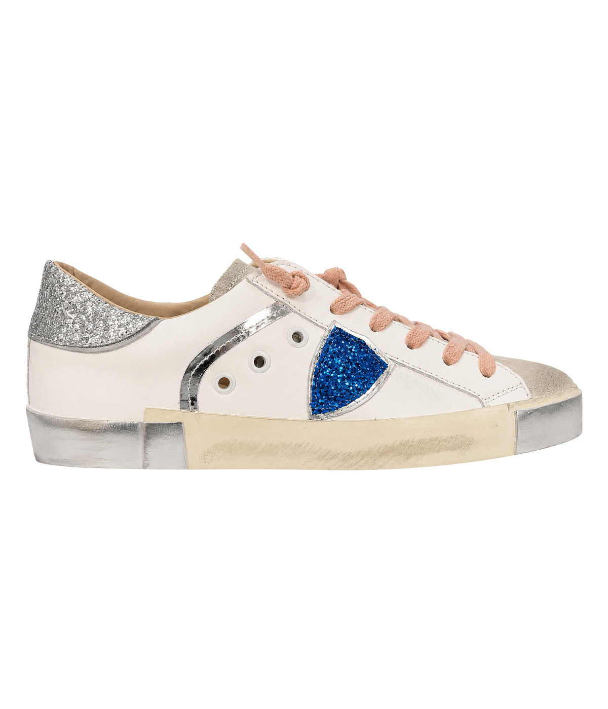 Prsx Low Woman In Veau Glitter Blanc Argent