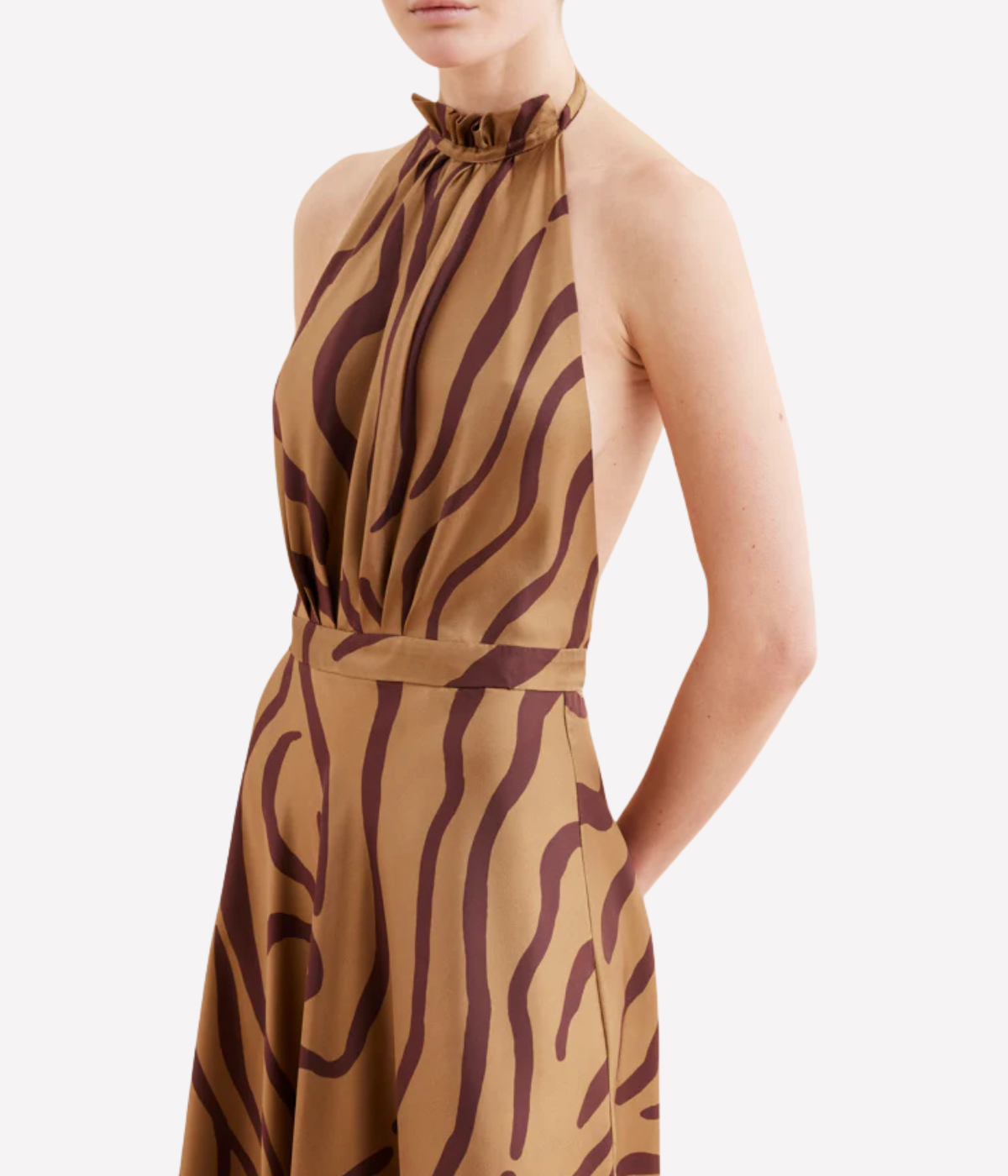 Giovanna Dress in Zebra Beige Bordeaux