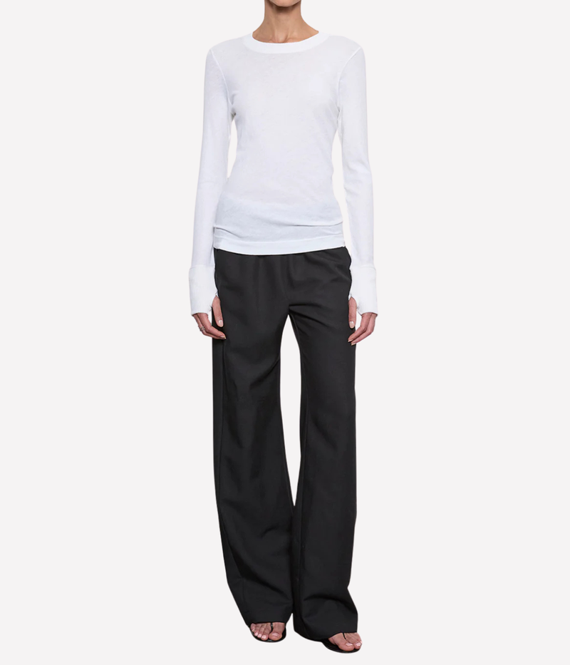 Cashmere Easy Cuffed Crew In White