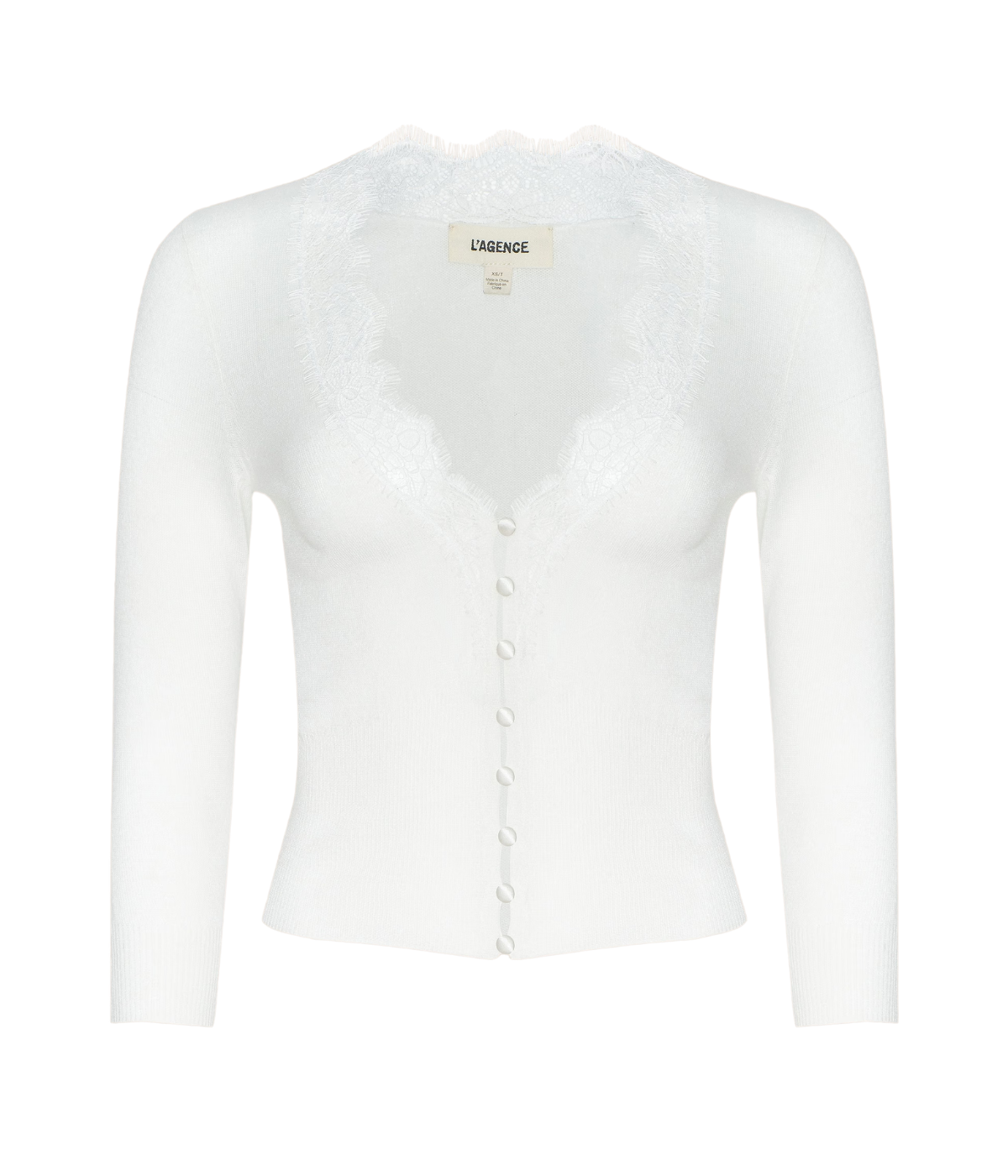 Eluna Lace Detail Cardigan In Ivory